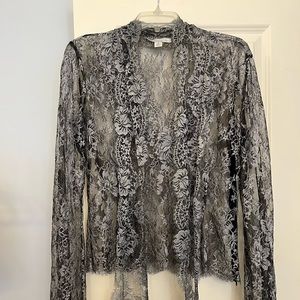 St. John | Black & White Lace Blouse